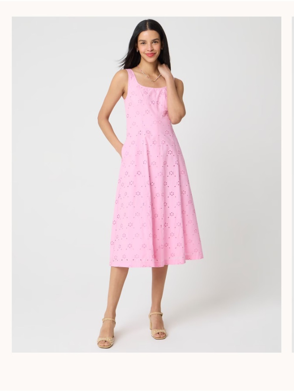 J. Crew Pink Eyelet Embroidered Midi Dress Size 10 NWT $168